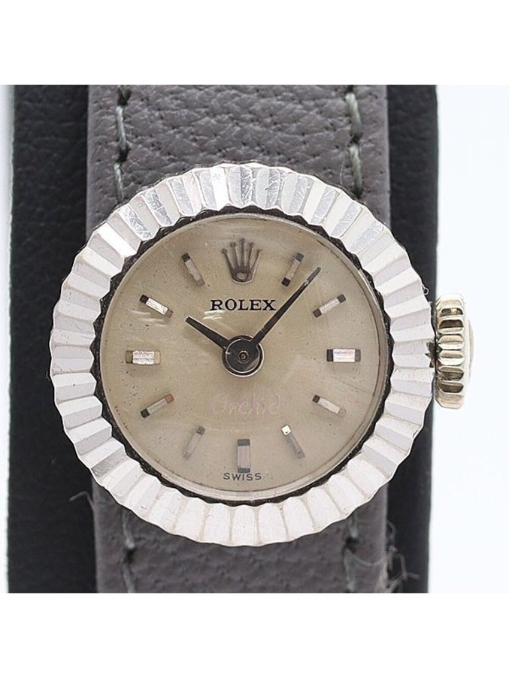 Rolex Orchid Chameleon 750 White Gold Manual Wind Silver Dial Watch
